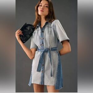 Anthropologie Significant Other Teddie Belted Denim Dress Size 4 Worn Once